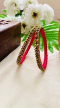 VIHANTH HANDMADE PINK AND WHITE KUNDAN BANGLE VH015