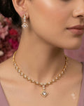 Square cut pendant American Diamond Necklace Set