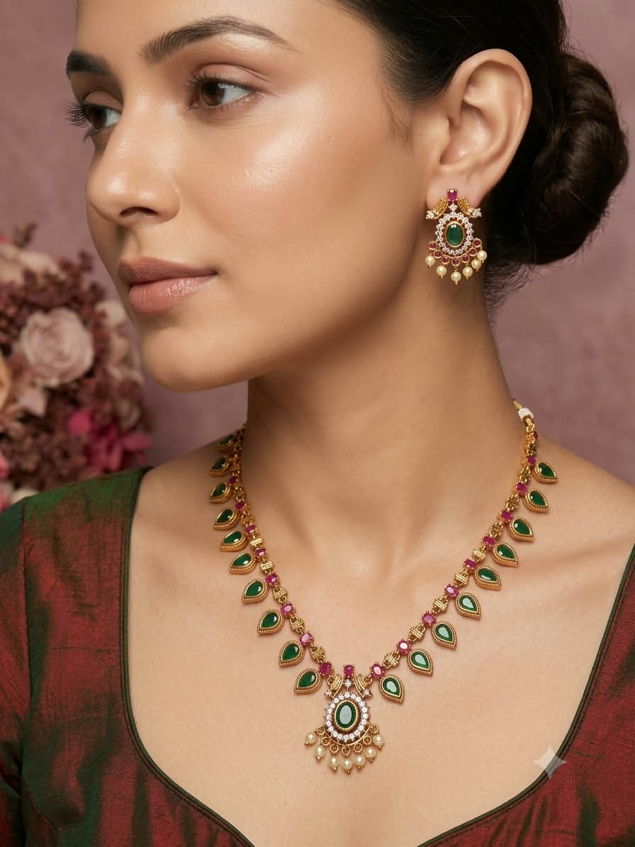 Classic Green Leaf Palakka Mala Set