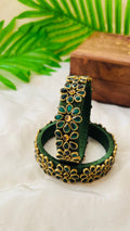 VIHANTH HANDMADE GREEN AND GOLD KUNDAN BANGLE VH010