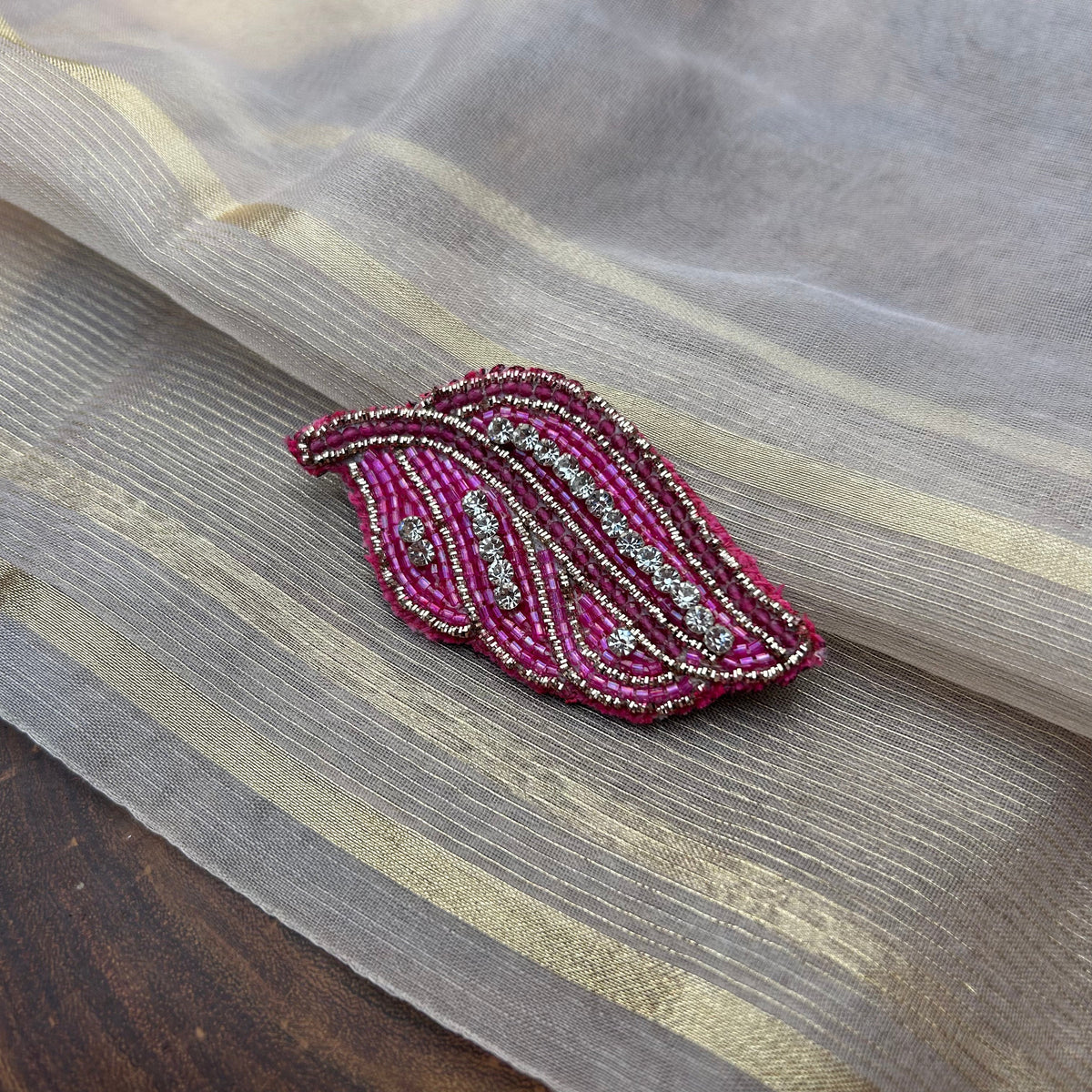 VH Dark Pink Cut bead Handmade Brooch