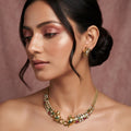 Elephant motif Ruby & Green Stone Hasli Necklace set