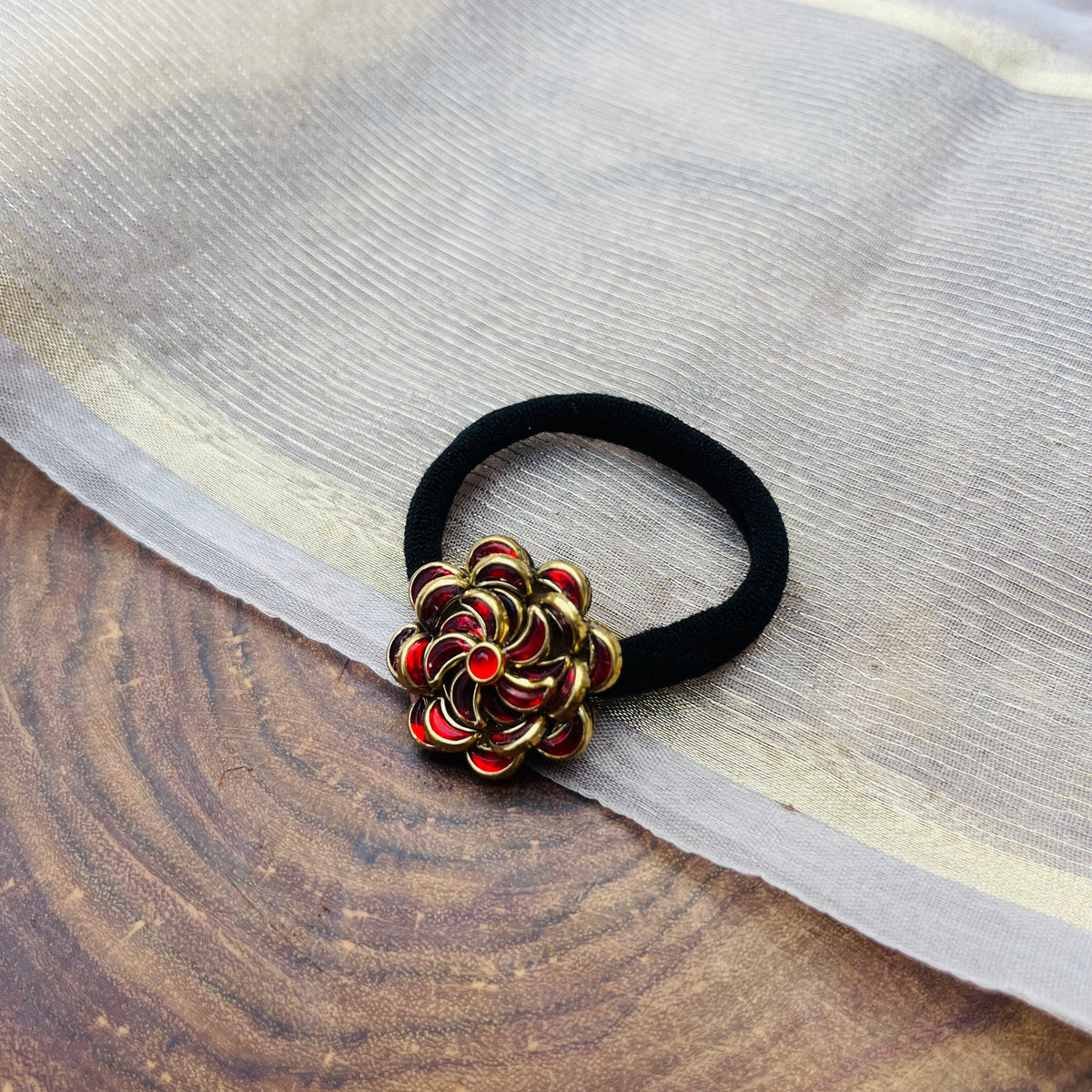 VH Handmade Red kundan Hair band
