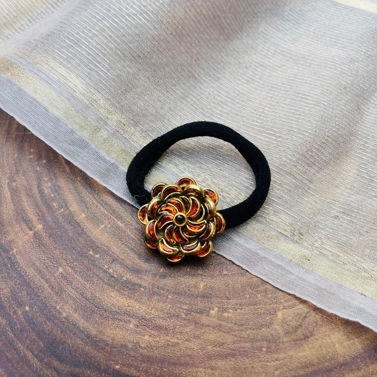 VH Handmade Rust Orange kundan Hair band