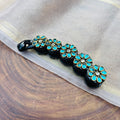 VH Handmade cyan Blue Tear drop kundan Banana clip