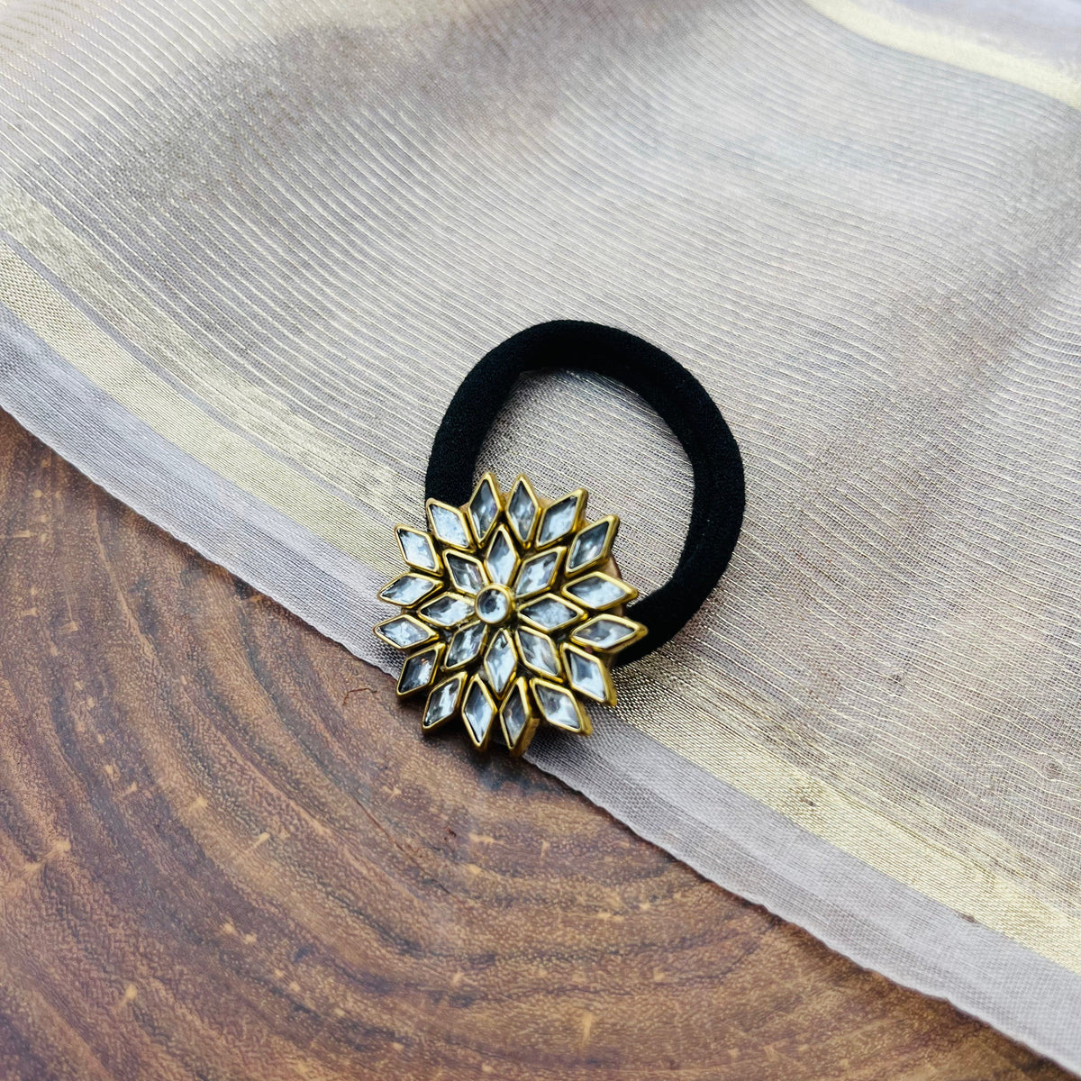 VH Handmade white Diamond kundan Hair band