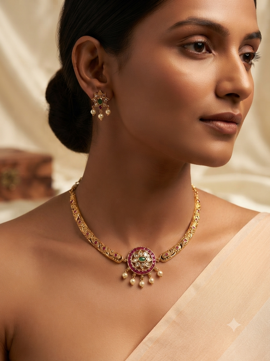 Ruby & Emerald Hasli Antique Choker Set