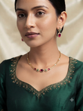 Gold Toned Ruby Hasli Necklace Set