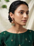 Opulent Kundan and Kemp Stone Pearl Layered Jhumka