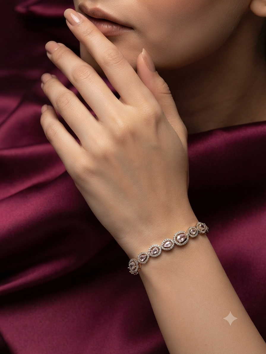 Purple stone American Diamond Adjustable Bracelet