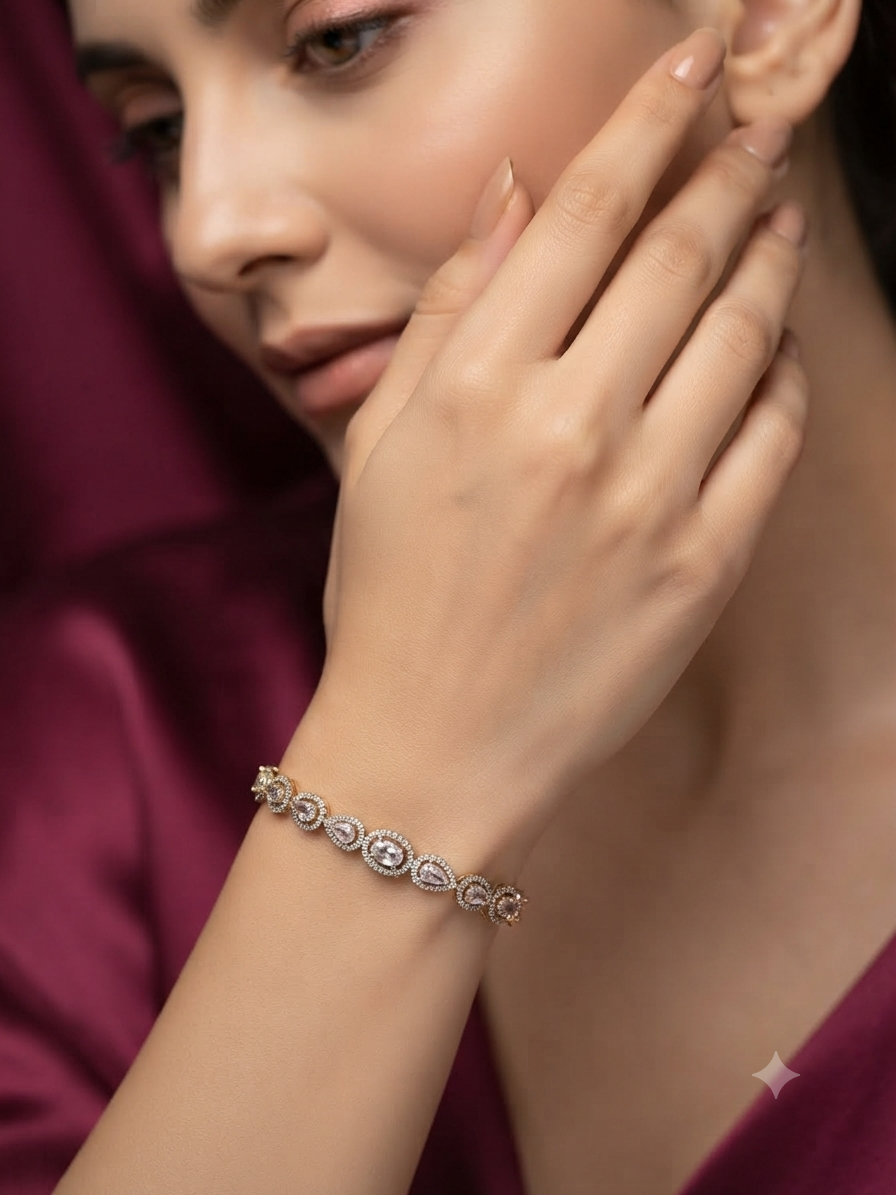 White stone American Diamond Adjustable Bracelet