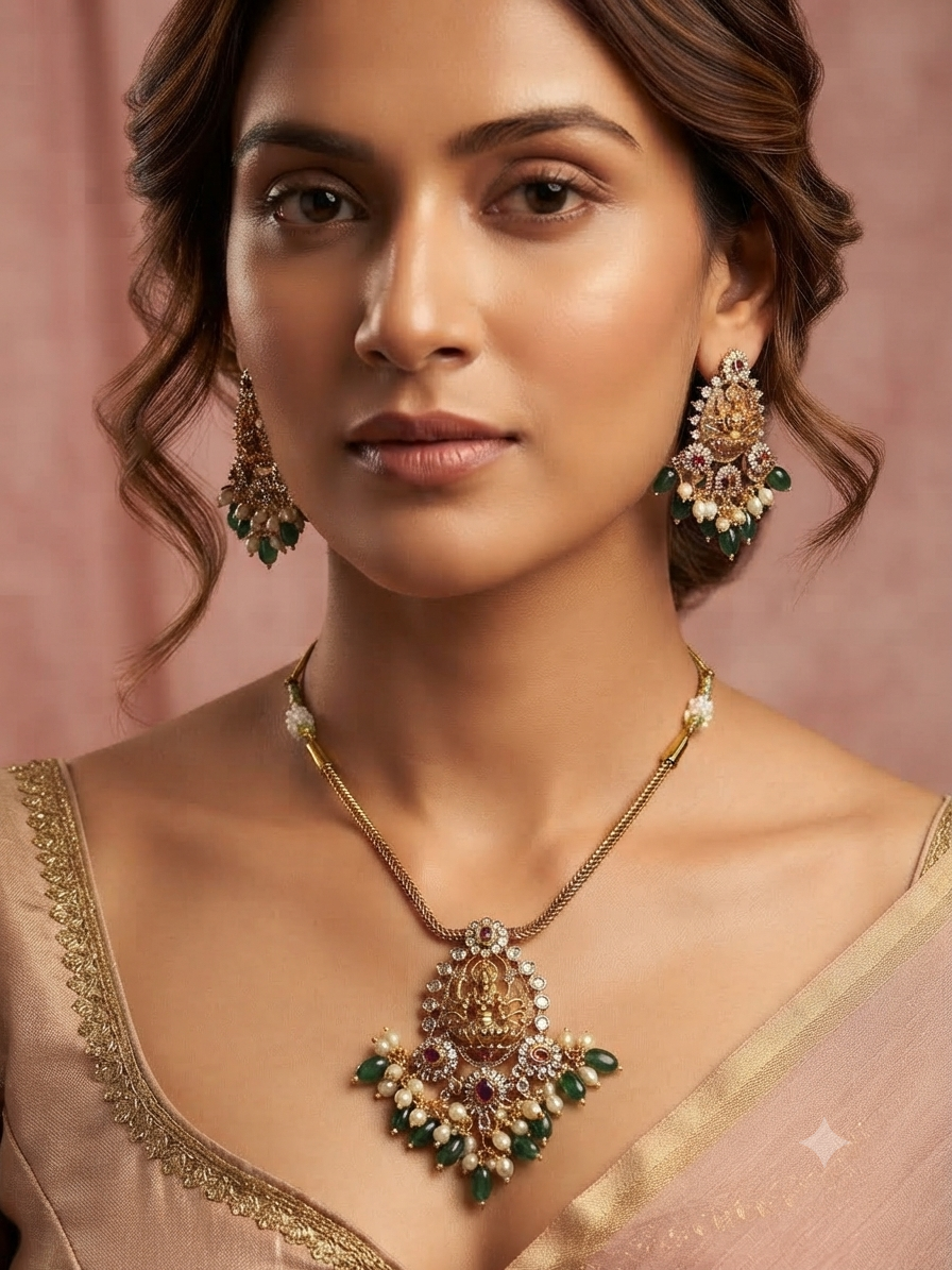 Antique Lakshmi Pendant Necklace Set