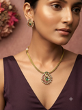 Peacock Studded American Diamond Necklace Set