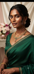 Emerald Halo Multi Petaled AD Necklace Set