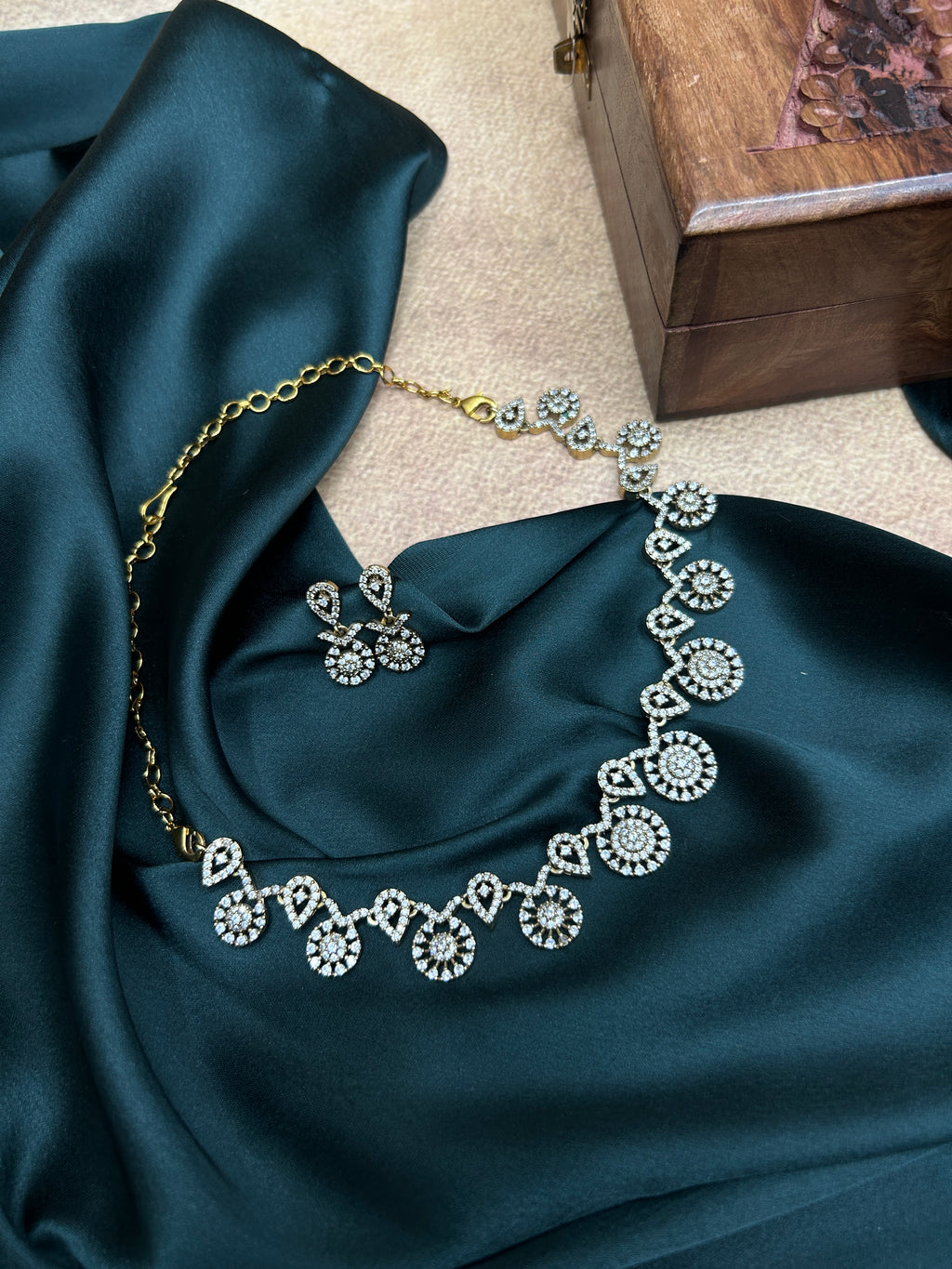 White Rhodium Gold Toned Necklace Stone