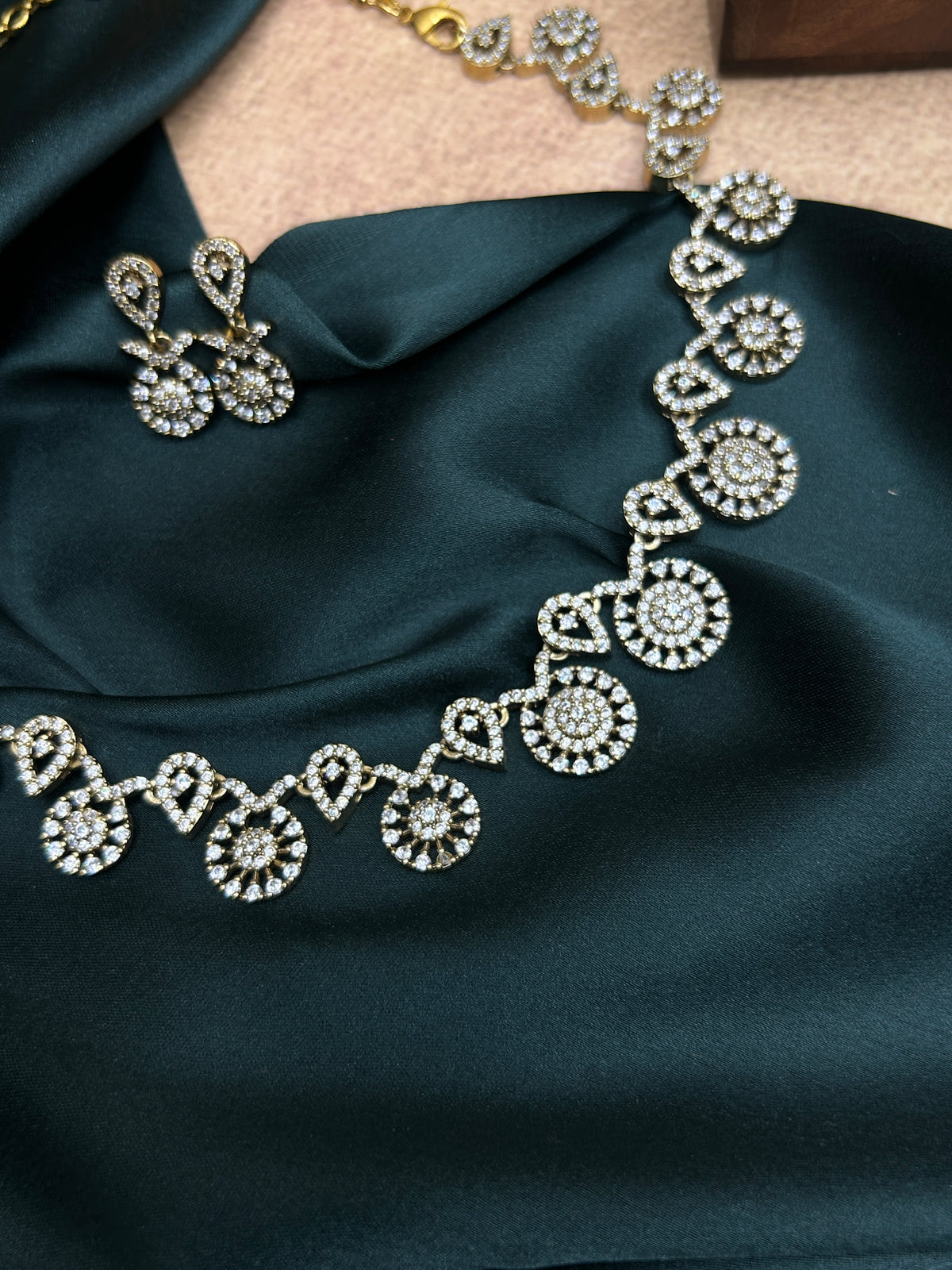 White Rhodium Gold Toned Necklace Stone