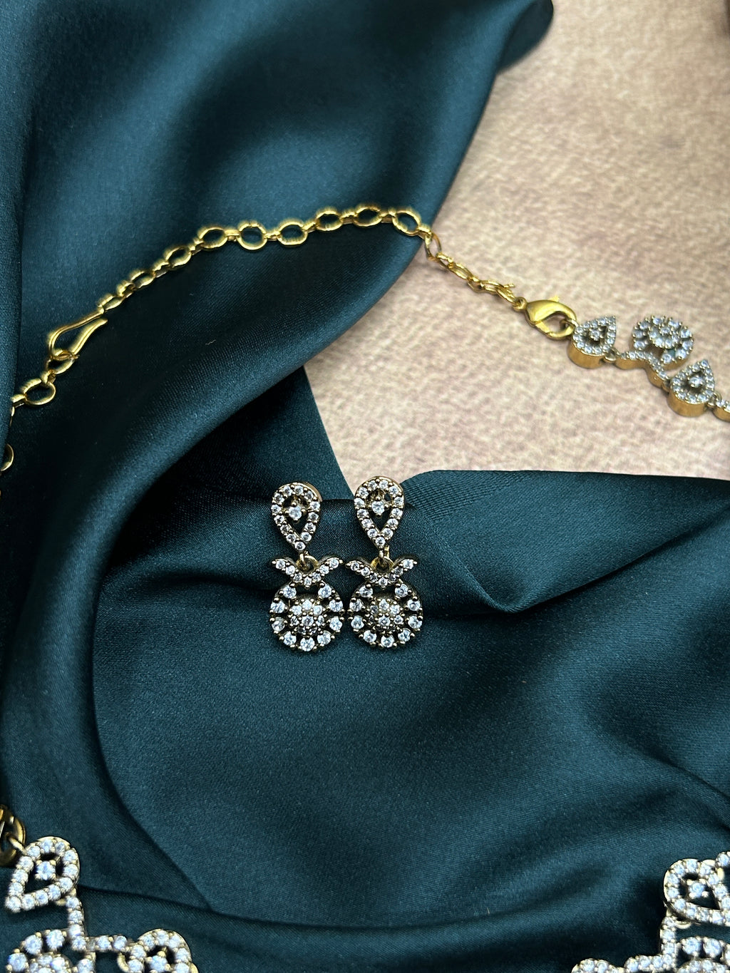 White Rhodium Gold Toned Necklace Stone