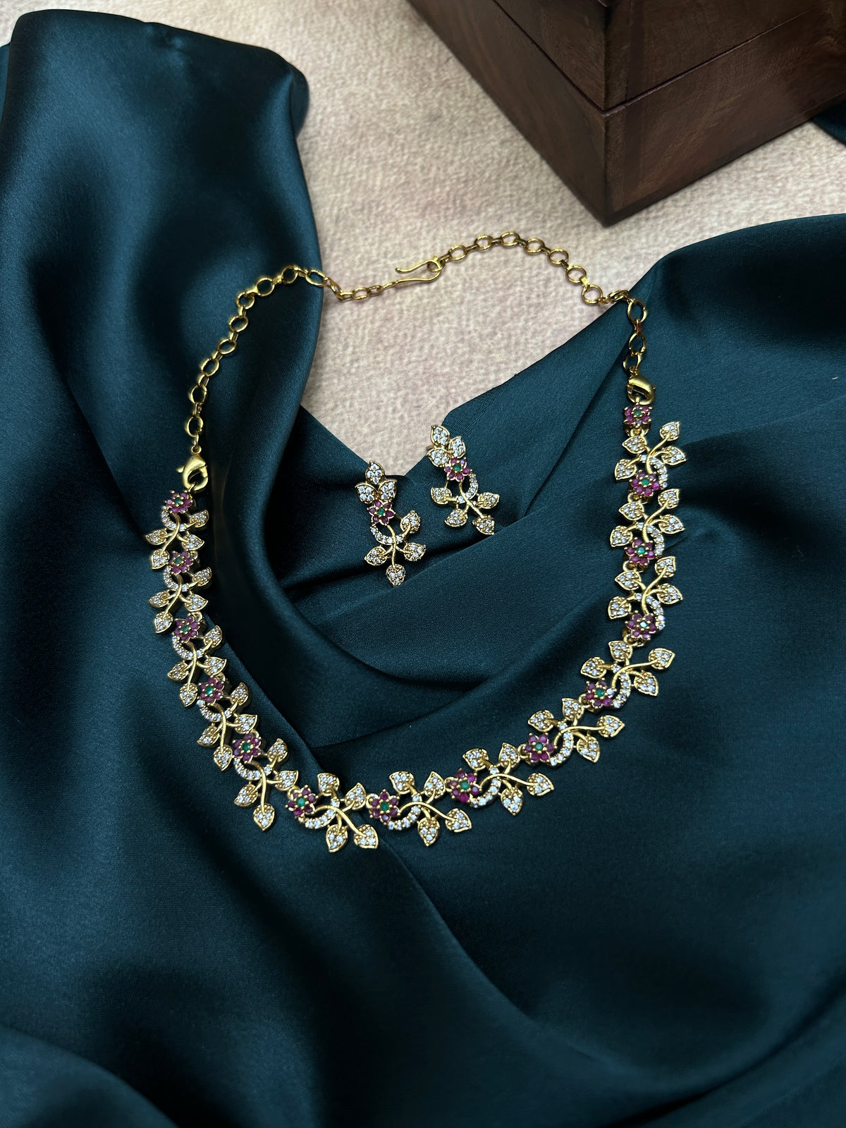 Kemp Vine AD Gold Toned Necklace Set