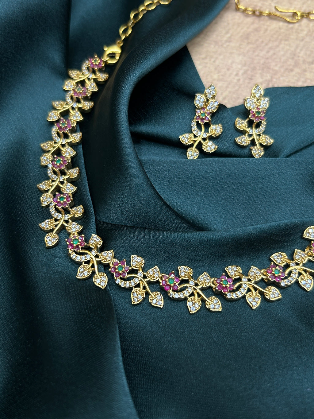 Kemp Vine AD Gold Toned Necklace Set