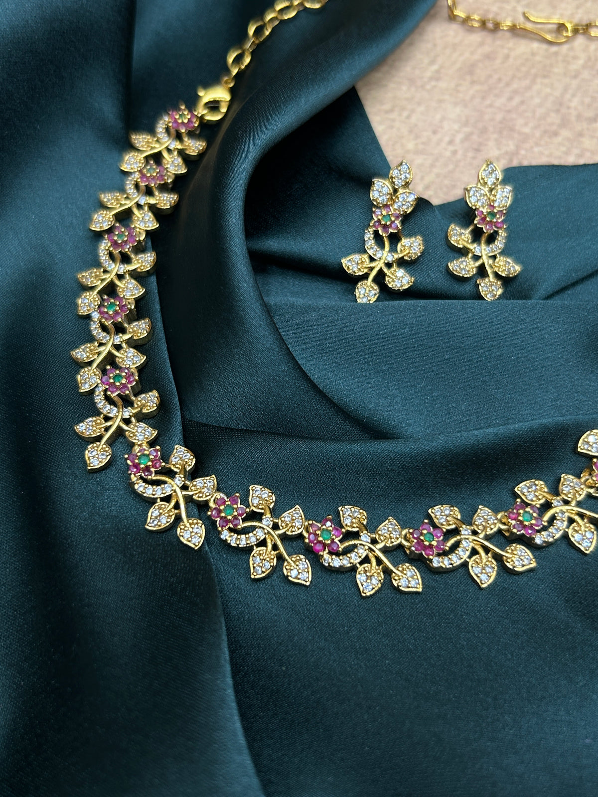 Kemp Vine AD Gold Toned Necklace Set