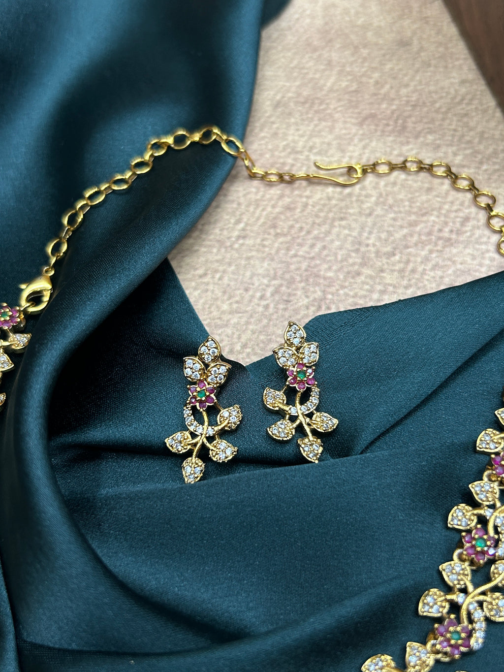 Kemp Vine AD Gold Toned Necklace Set