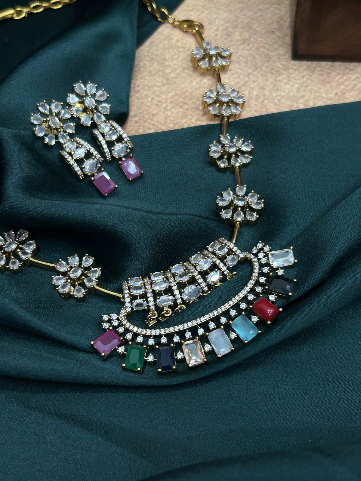 Navarathna Pendant Necklace Set