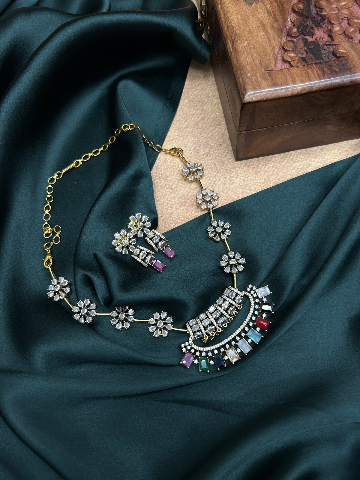 Navarathna Pendant Necklace Set