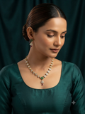 Intricate White Zirconia Leaf Necklace Set