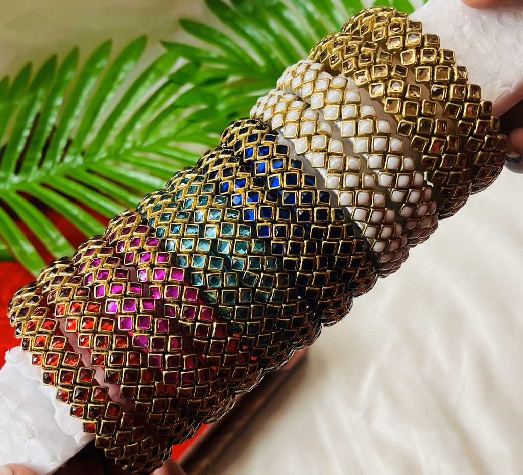 VIHANTH HANDMADE KUNDAN BANGLE COMBO_7 VH079