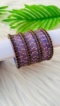VIHANTH HANDMADE LILAC GLASS BANGLE AND PURPLE KUNDAN BANGLE VH032