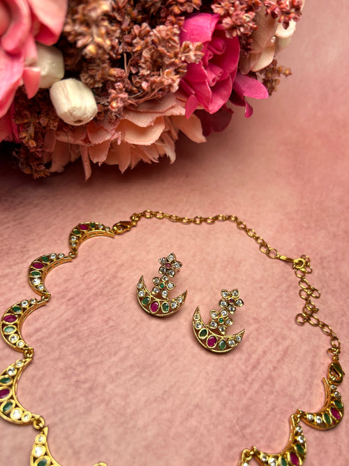 Crescent Multicolour Necklace set