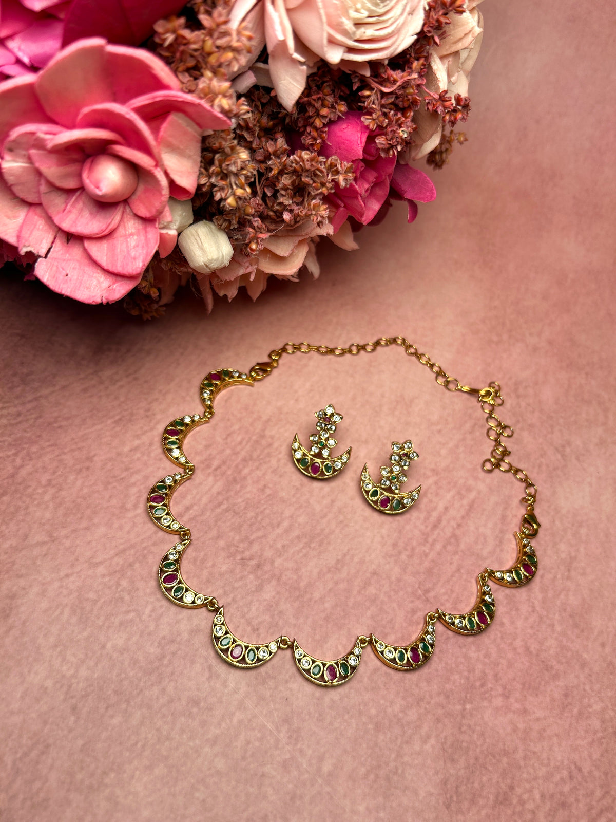 Crescent Multicolour Necklace set