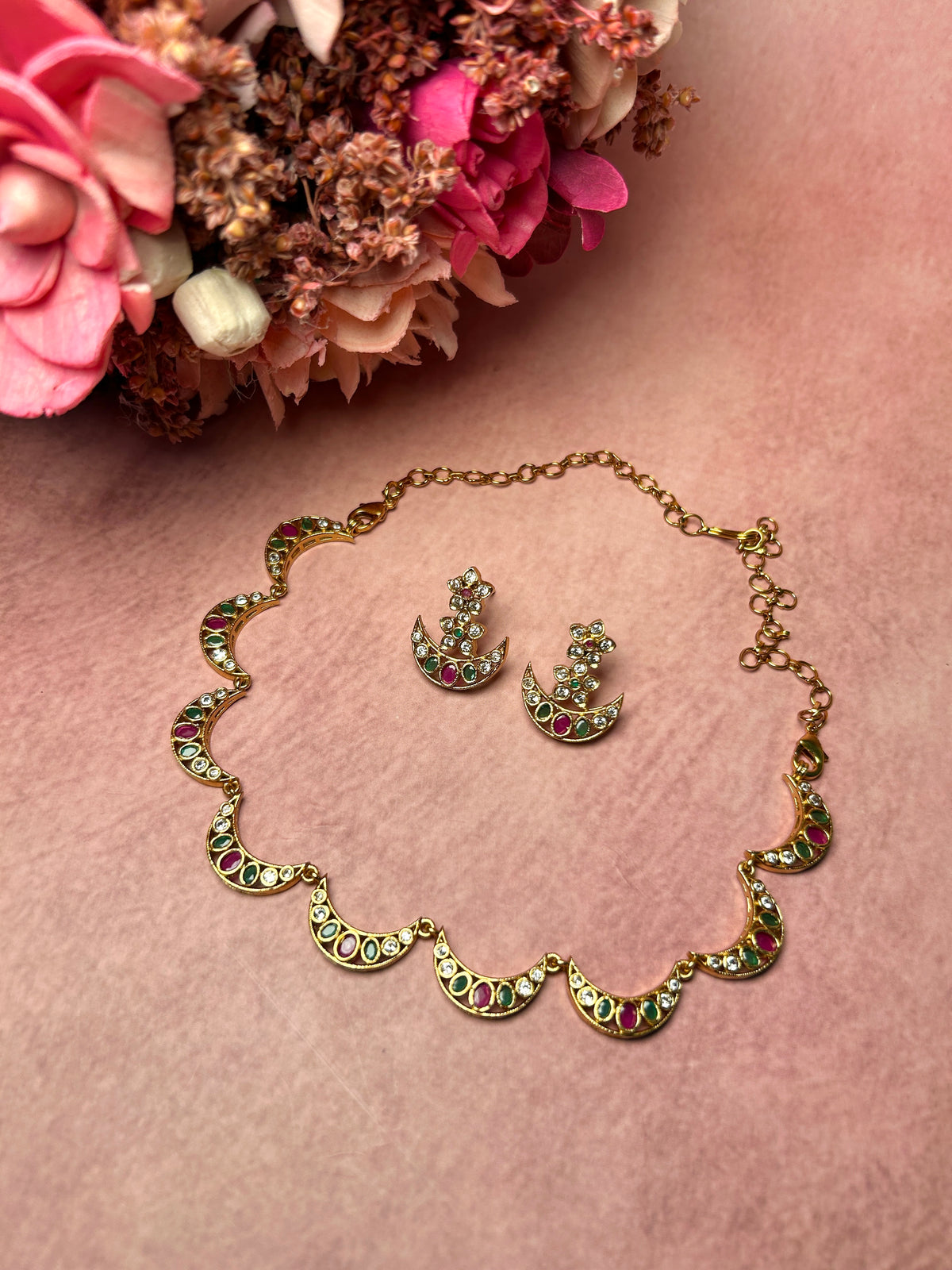 Crescent Multicolour Necklace set