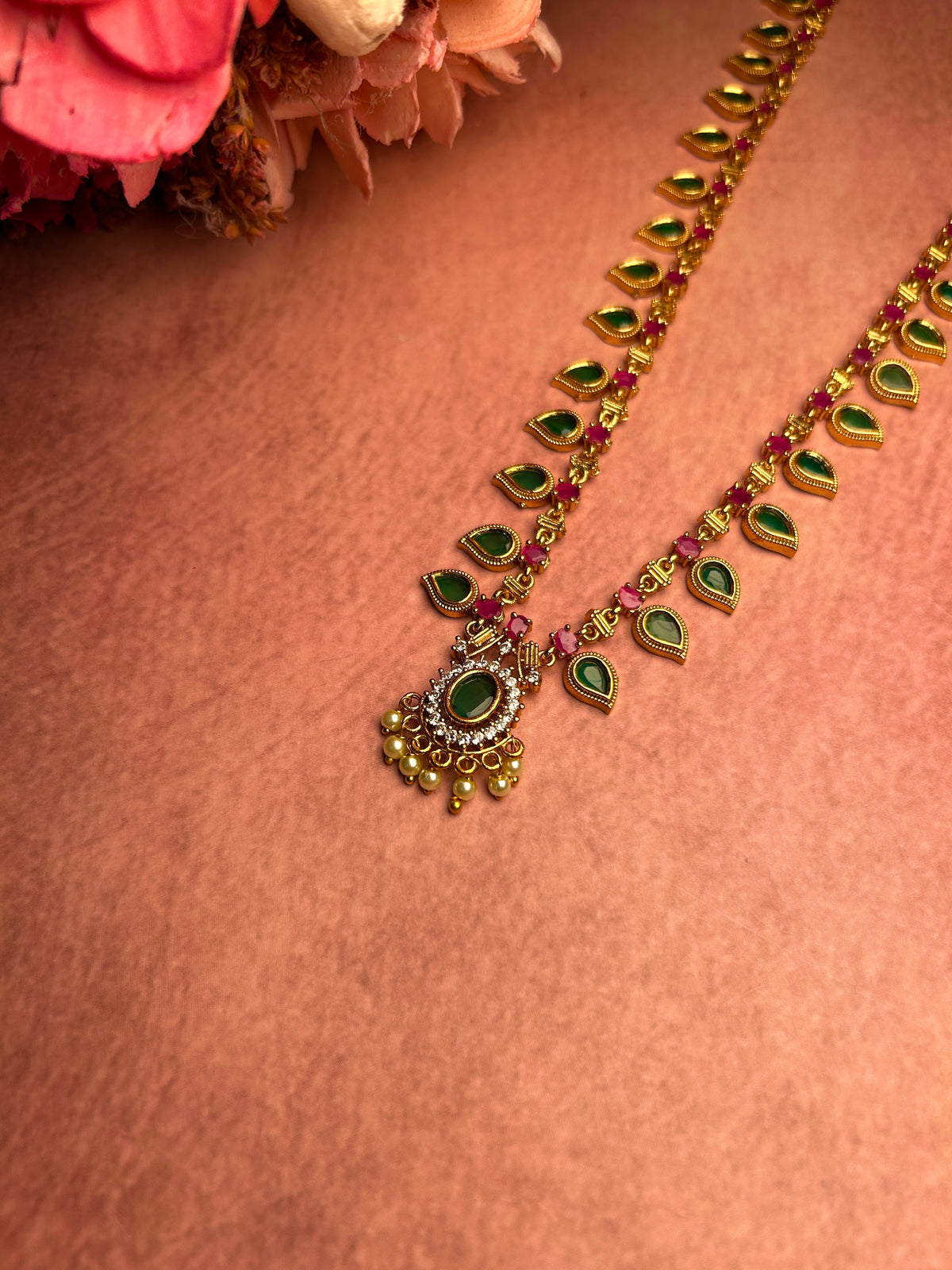 Classic Green Leaf Palakka Mala Set