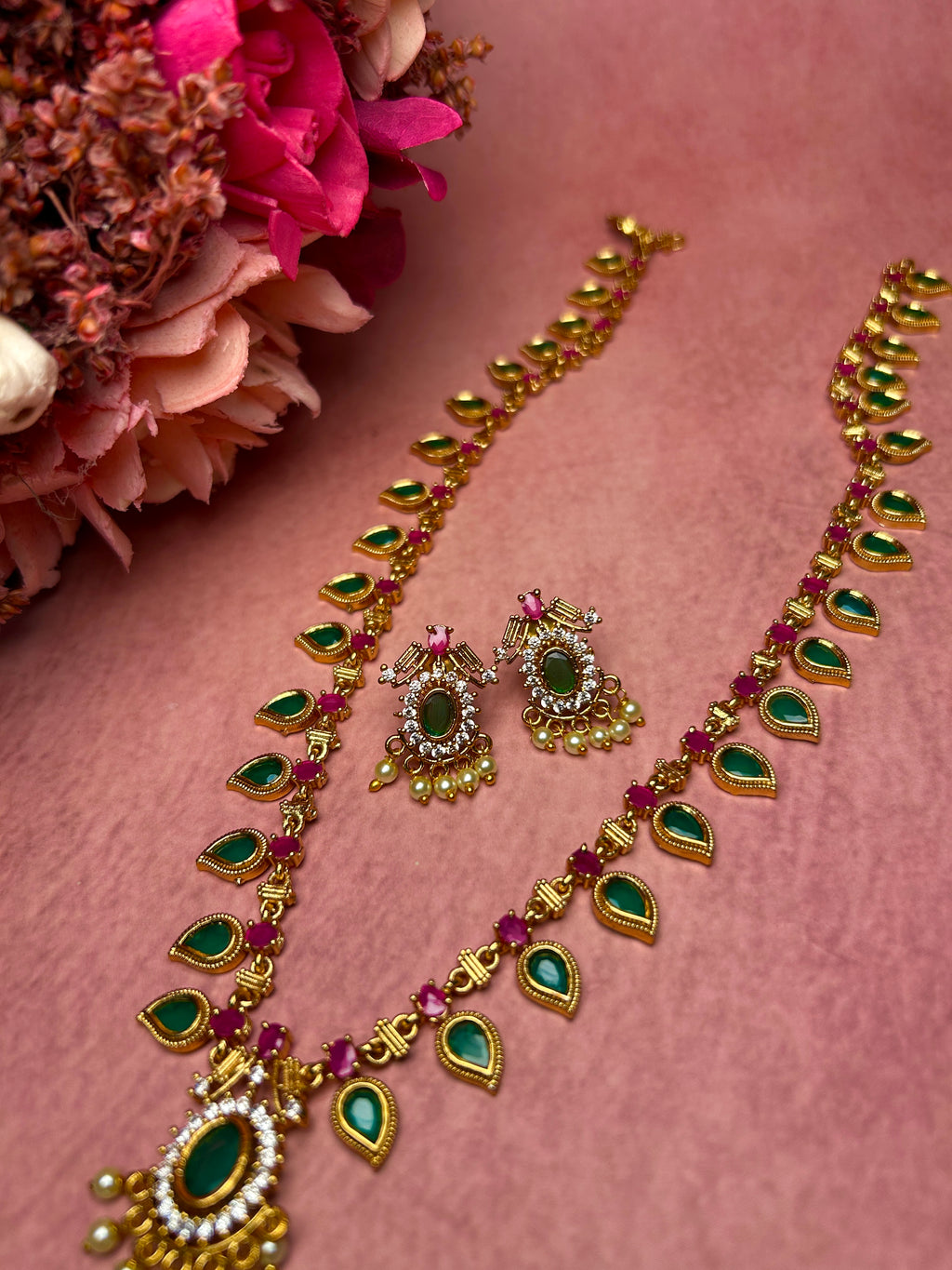Classic Green Leaf Palakka Mala Set