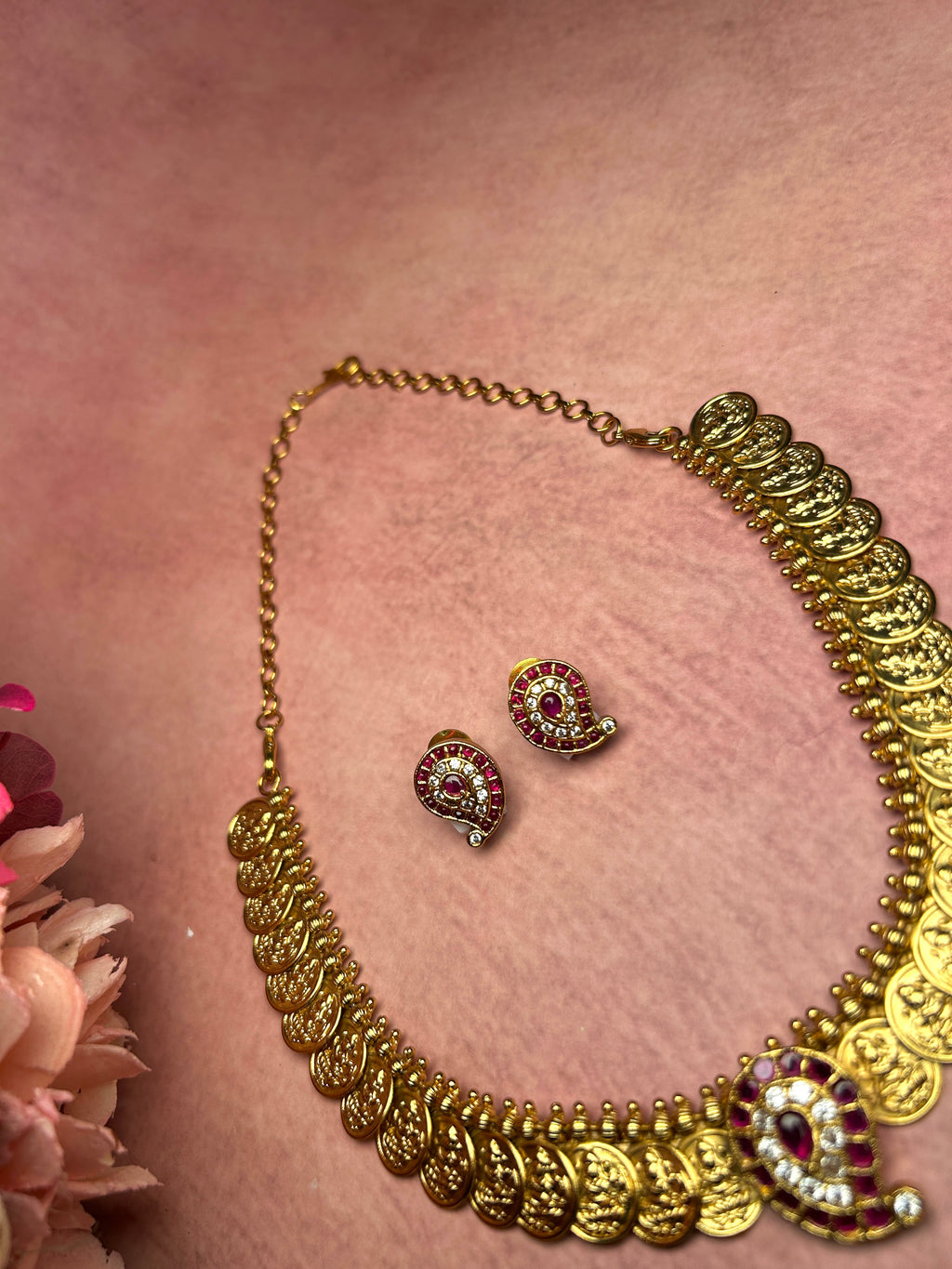 Antique Mango Studded Kasu Mala Set