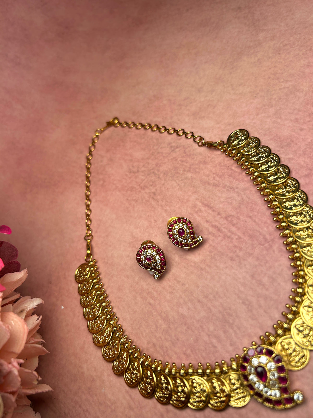 Antique Mango Studded Kasu Mala Set