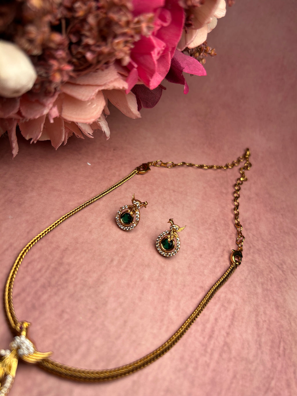 Emerald Pendant Necklace set
