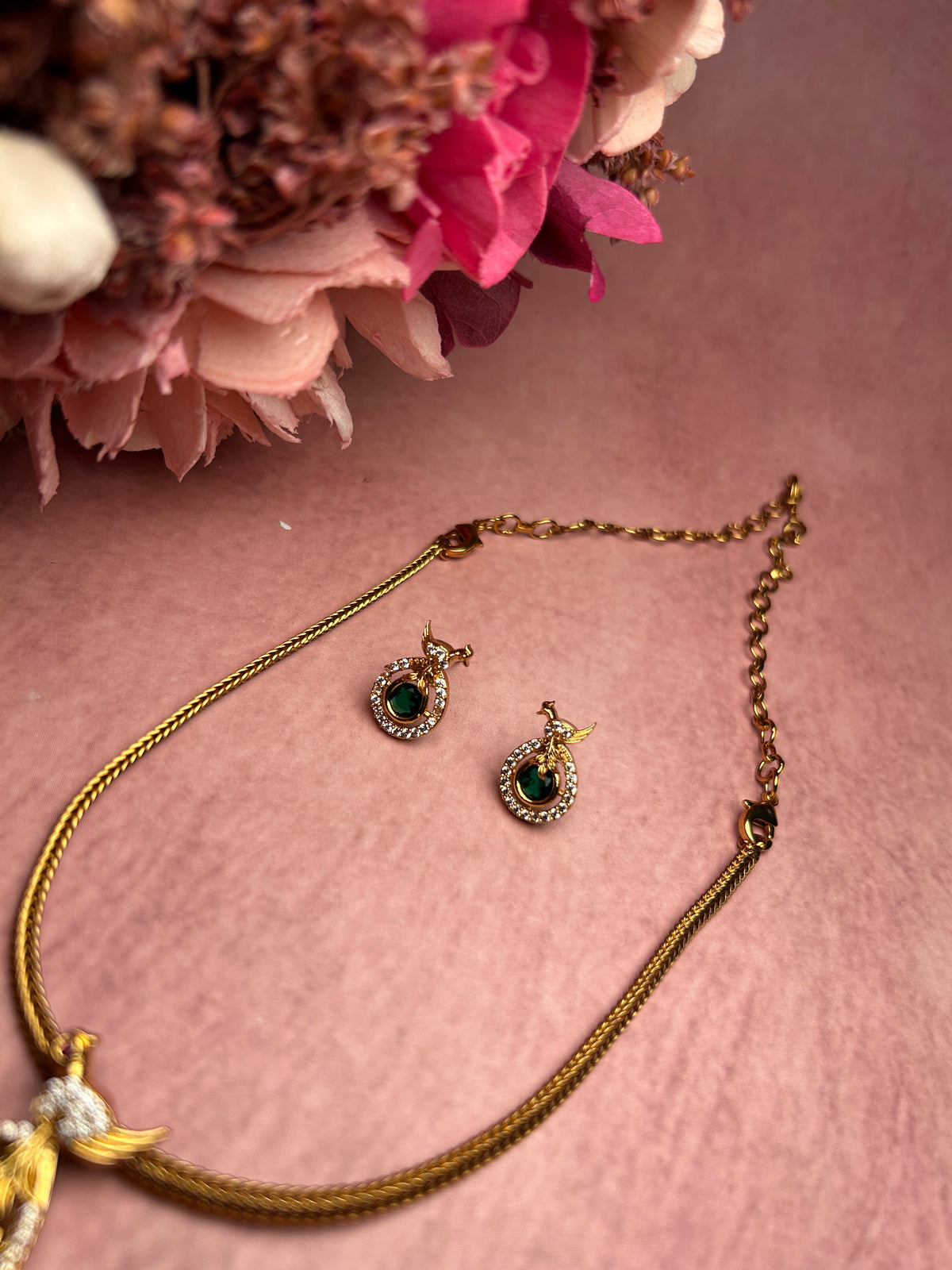 Emerald Pendant Necklace set