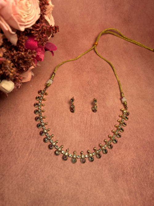 Antique Gold Toned Ethnic Necklace Set