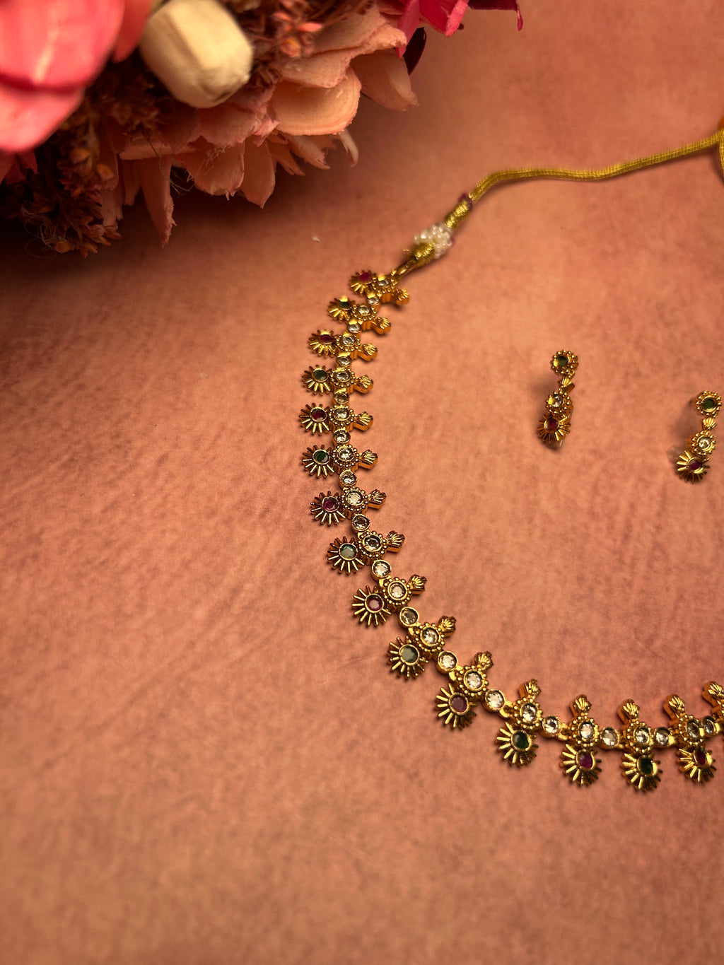 Antique Gold Toned Ethnic Necklace Set