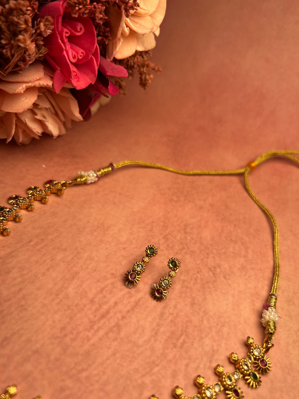 Antique Gold Toned Ethnic Necklace Set