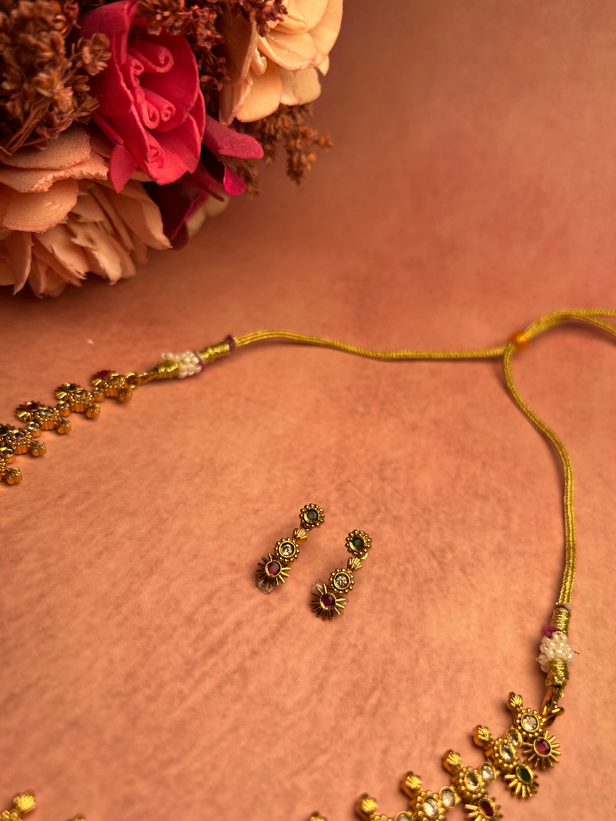 Antique Gold Toned Ethnic Necklace Set