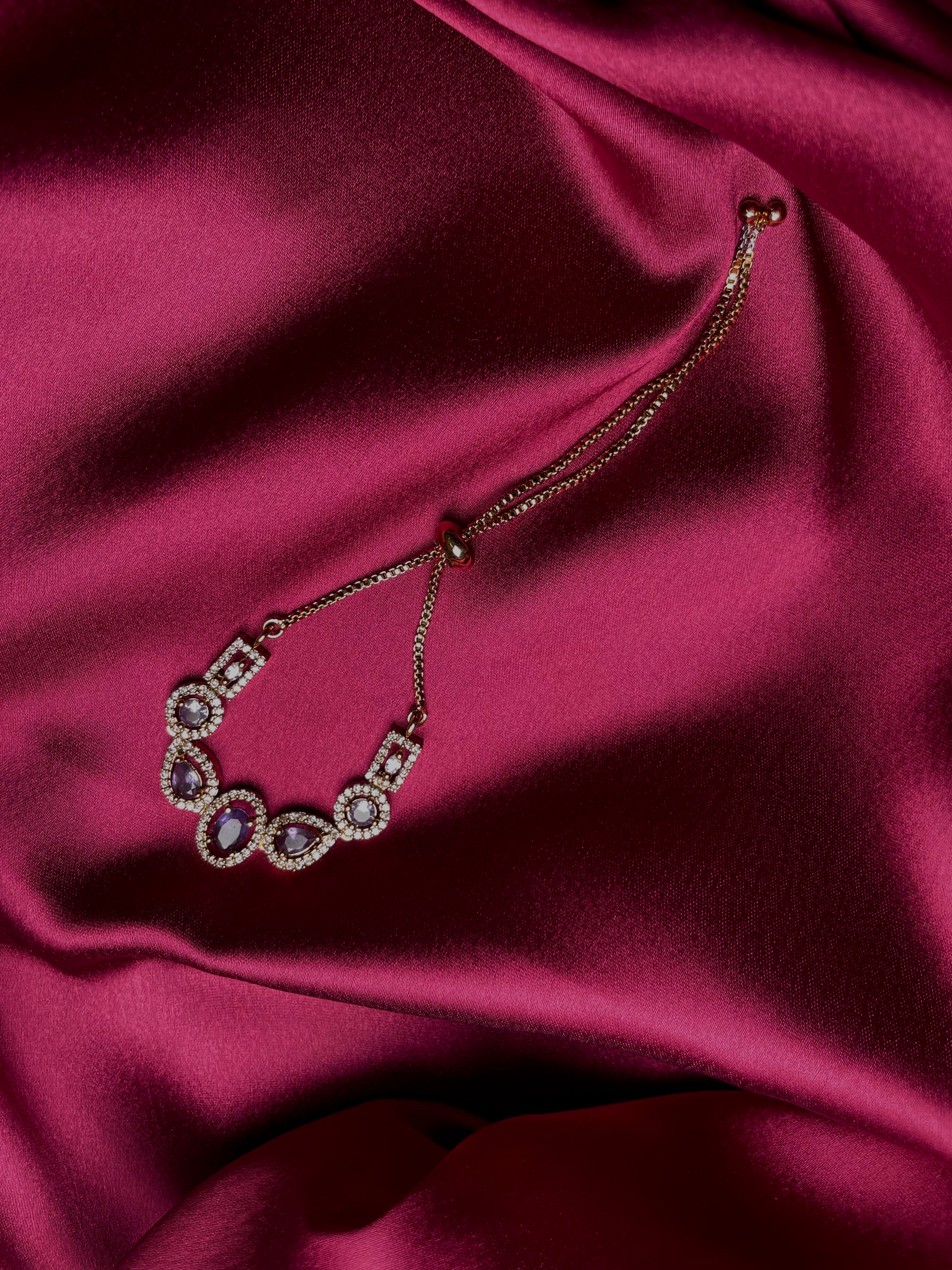 Purple stone American Diamond Adjustable Bracelet