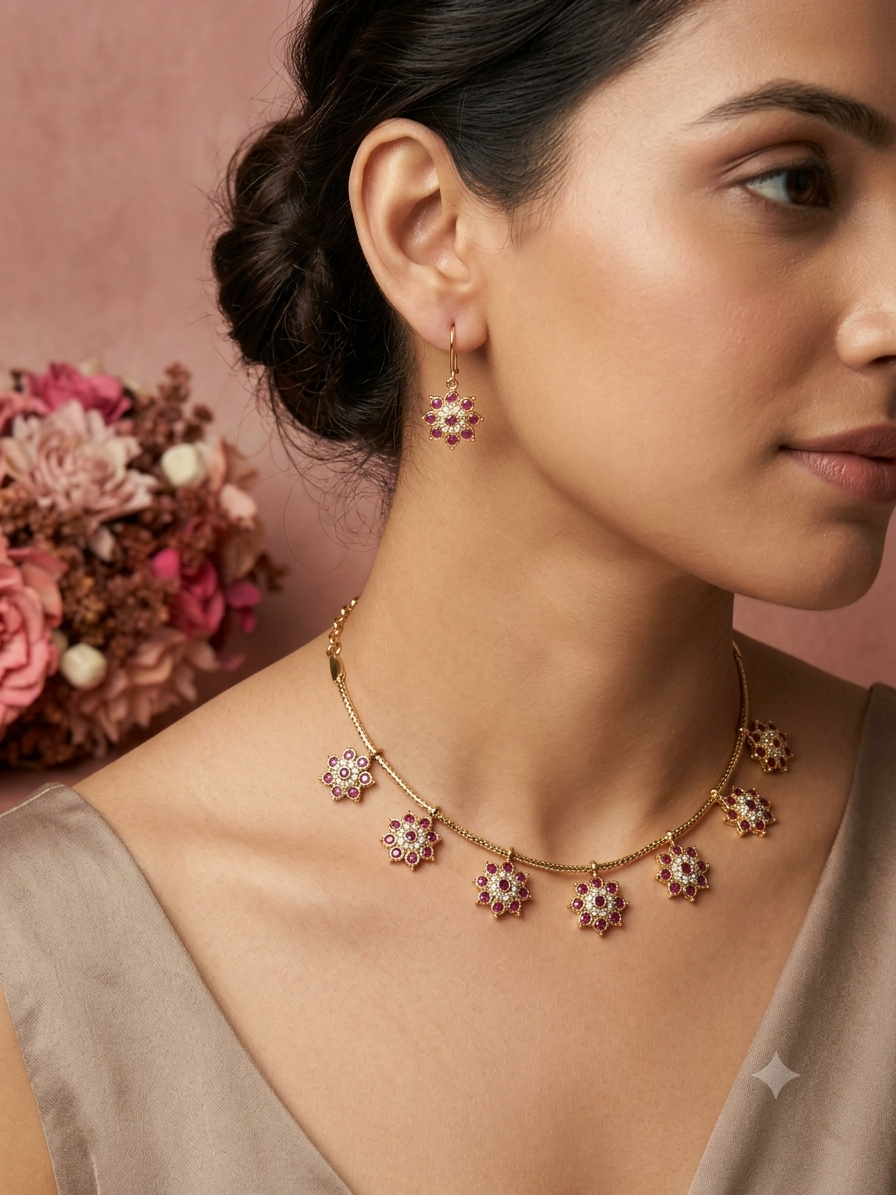 Antique Kemp Floral Necklace Set