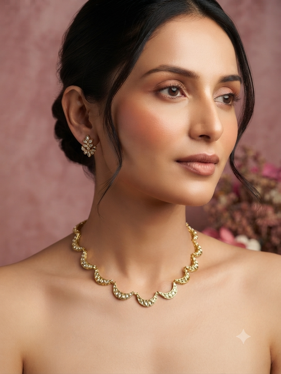 Crescent White Necklace Set