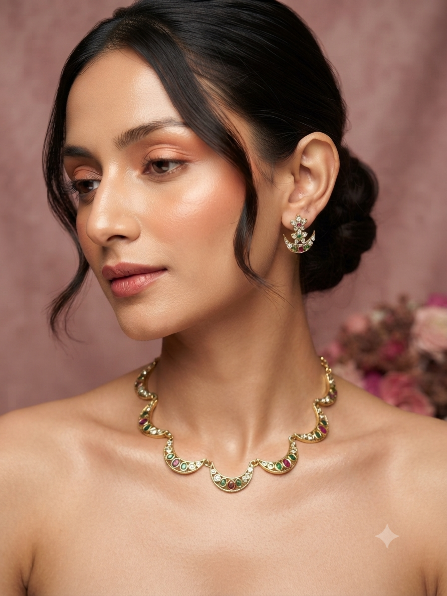 Crescent Multicolour Necklace set