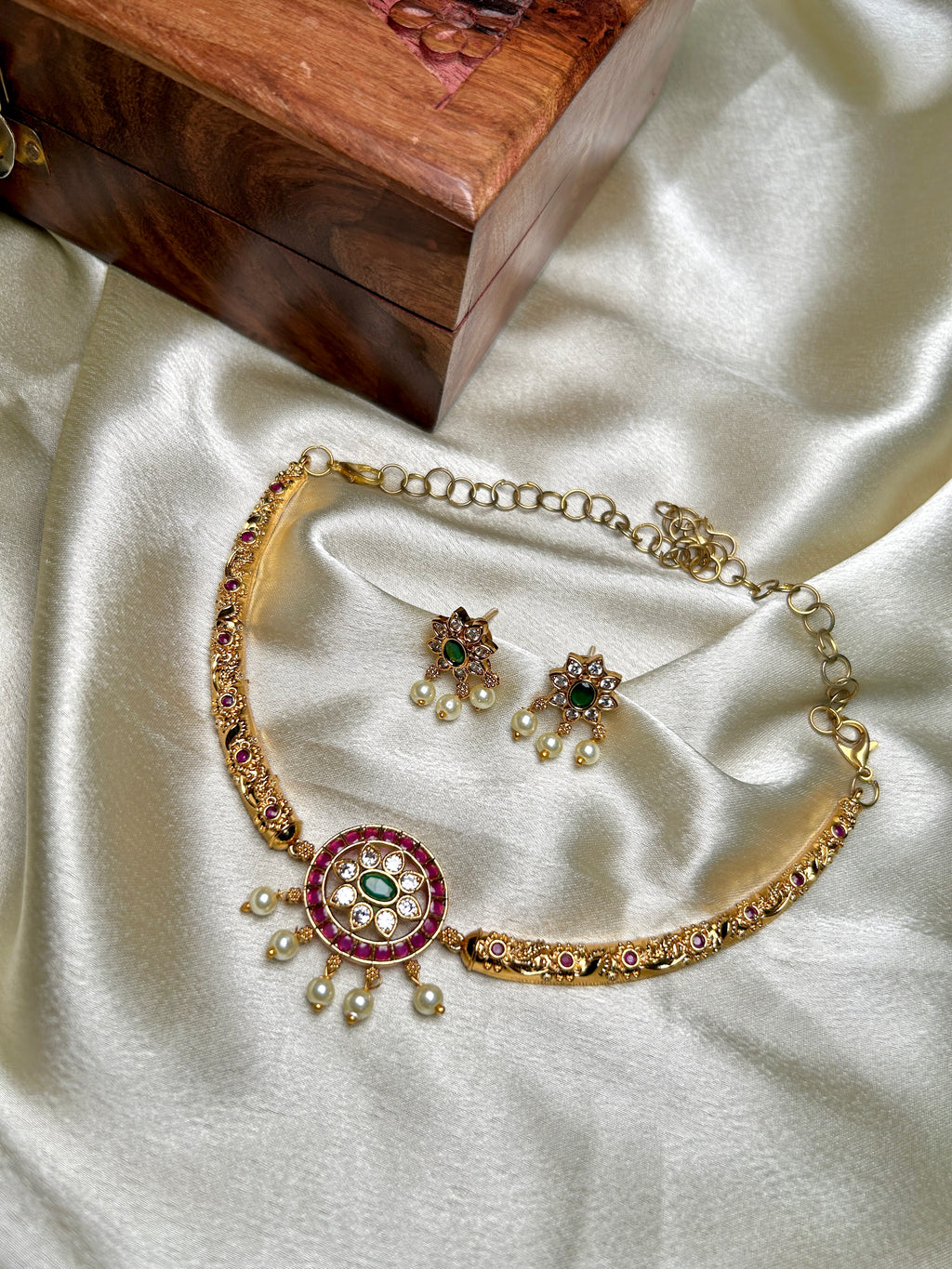 Ruby & Emerald Hasli Antique Choker Set