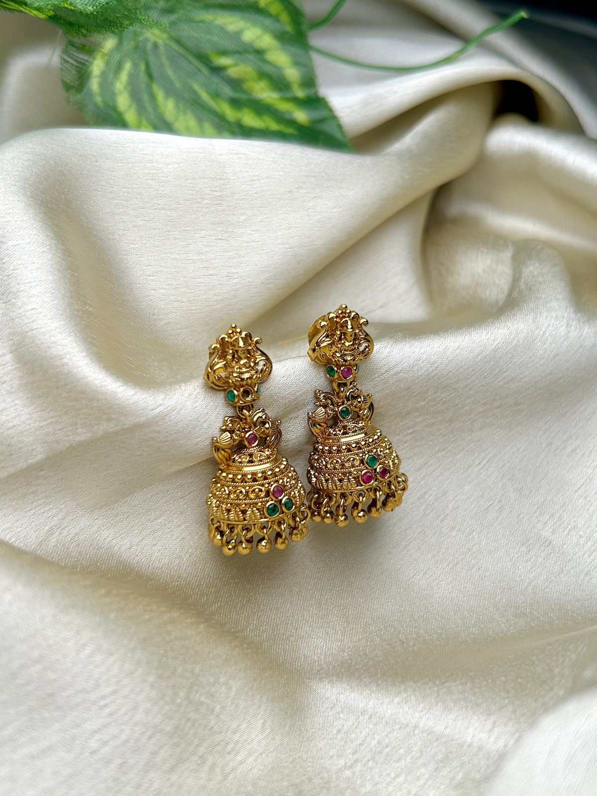 Premium Gold Toned Temple Jhumka Earrings