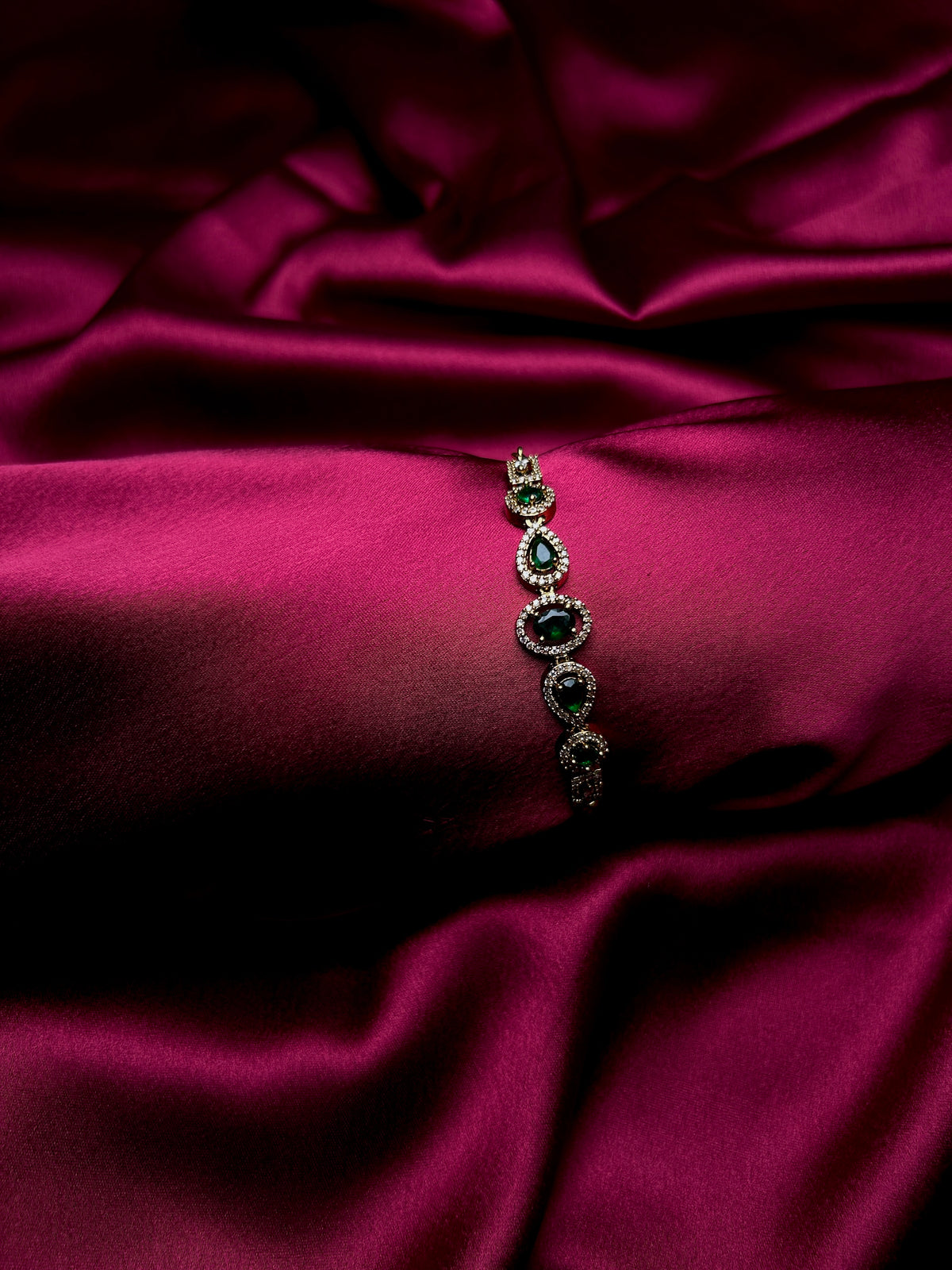 Emerald American Diamond Adjustable Bracelet